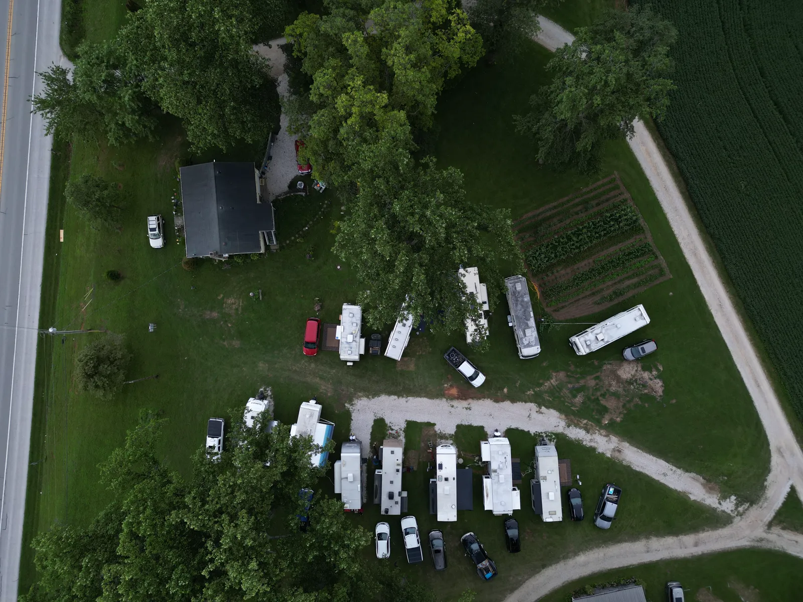 Aerial view of the camp grounds and RV sites