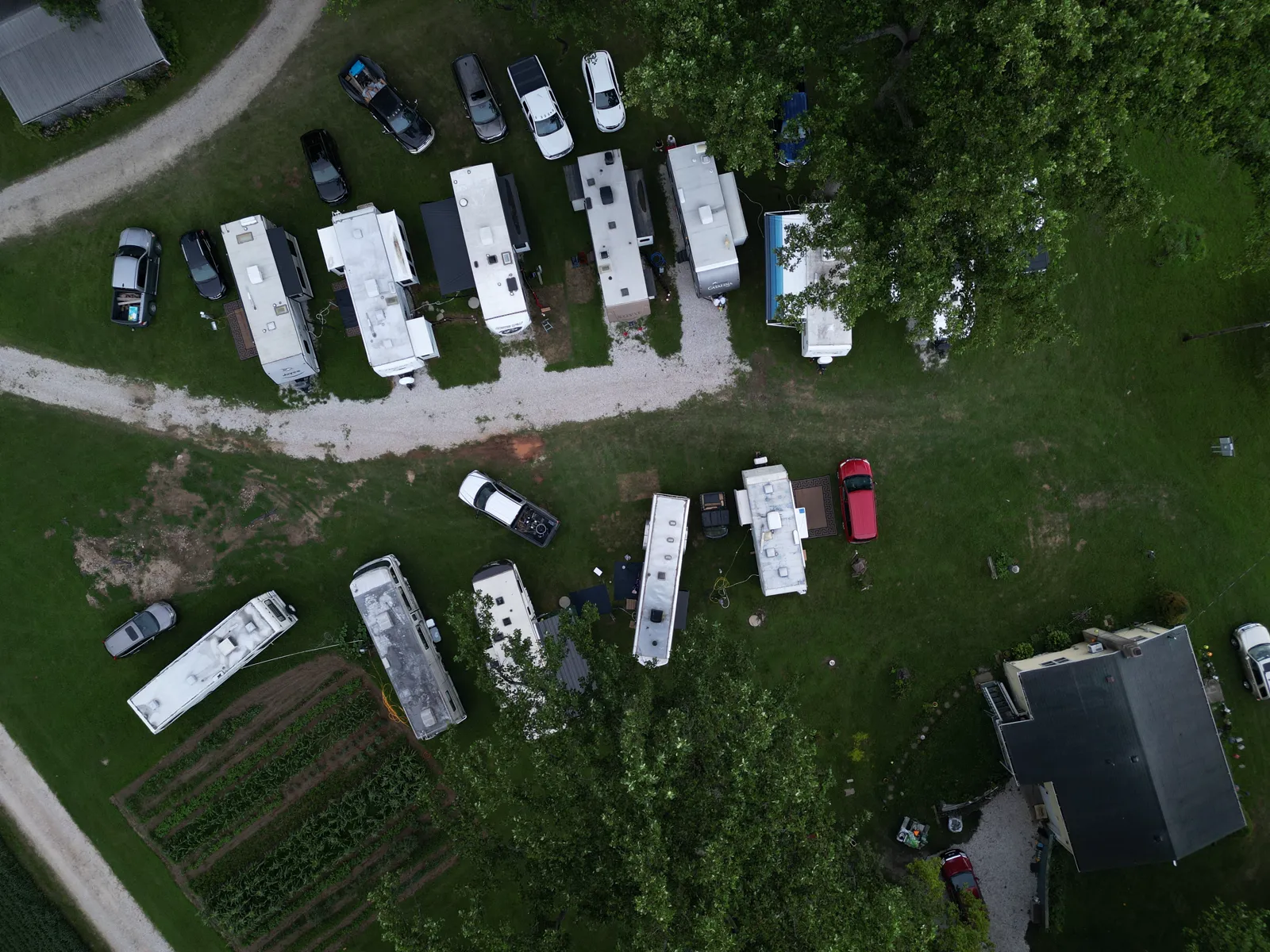 Aerial view of the RV campsites